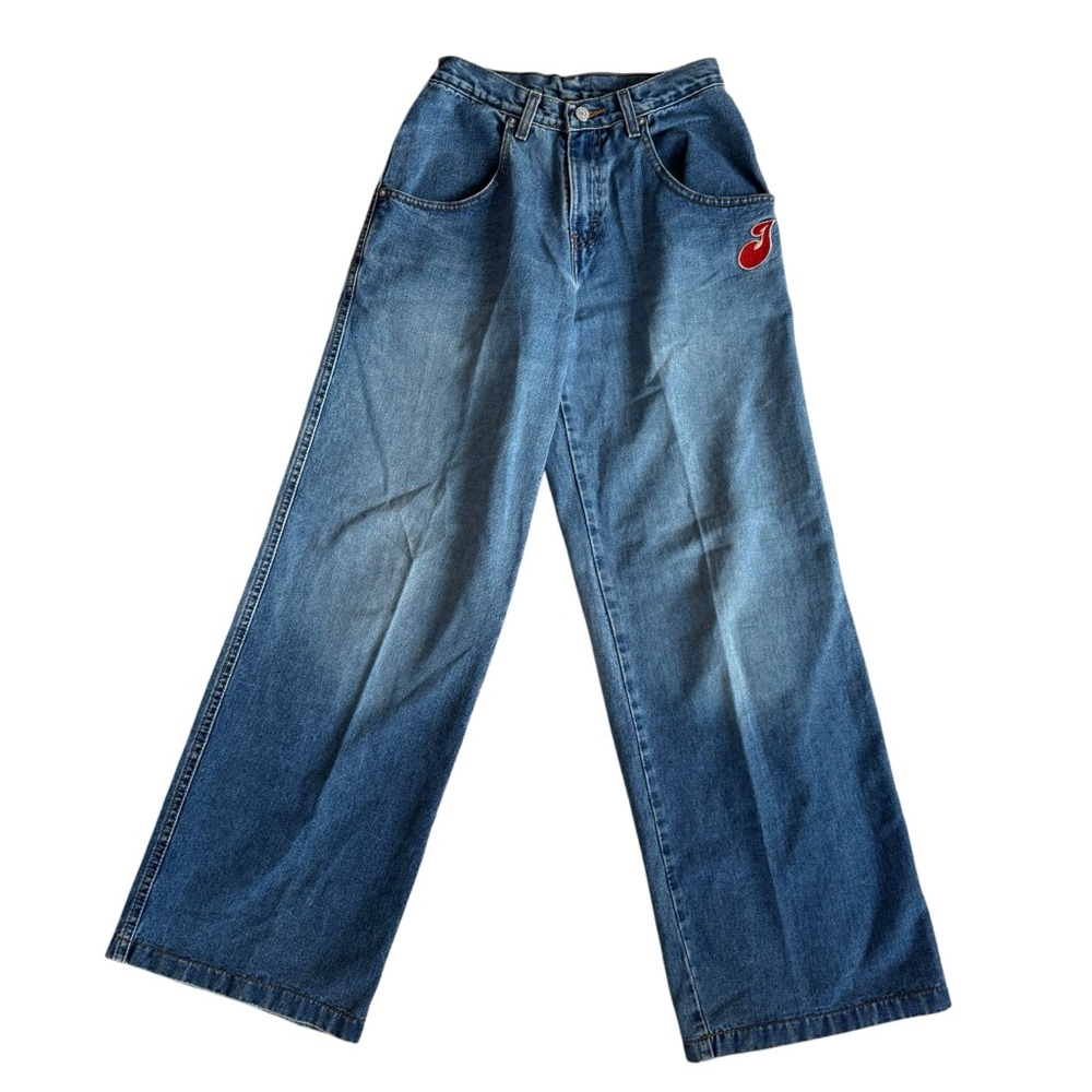 Vtg Jordache Jeans JEJ Womens Wide Leg Jean J Patch All Cotton Denim Size 5 6